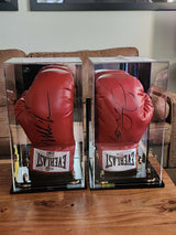 Boxing Glove Display Case - Autographs are Mike Tyson and Floyd Mayweather