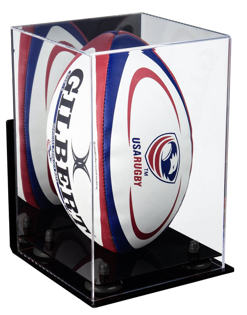 Acrylic Rugby Ball Display Case Vertical - Mirror Wall Mount(A060/B42)