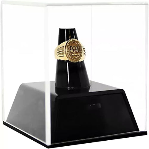 Deluxe Clear Acrylic Championship School Ring Display Case with Drawer and Clear Acrylic Ring Holder a064