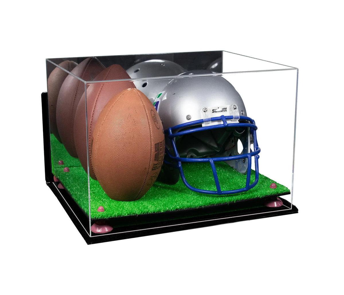 Acrylic Double Football and Helmet Display Case with Mirror Case and Wall Mounts (A014/B60)