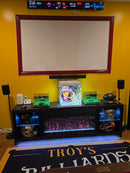 Football display cases for Better Display Cases customer man cave looking like a sports museum