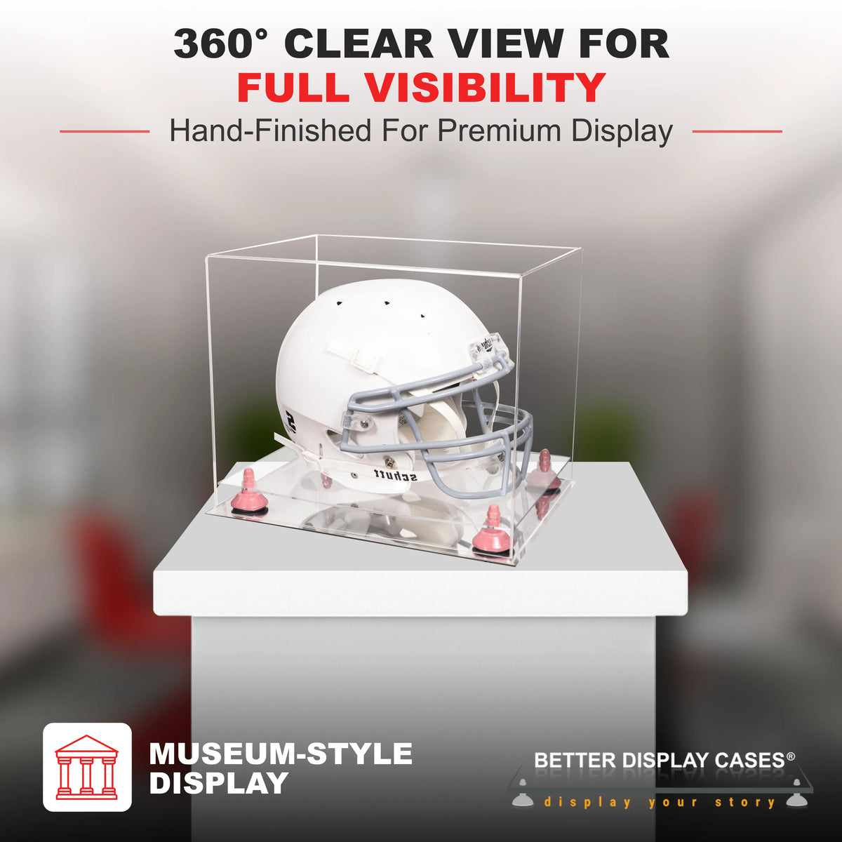 Deluxe Clear Acrylic Football Helmet Display Case with Silver Risers (A002-SR)