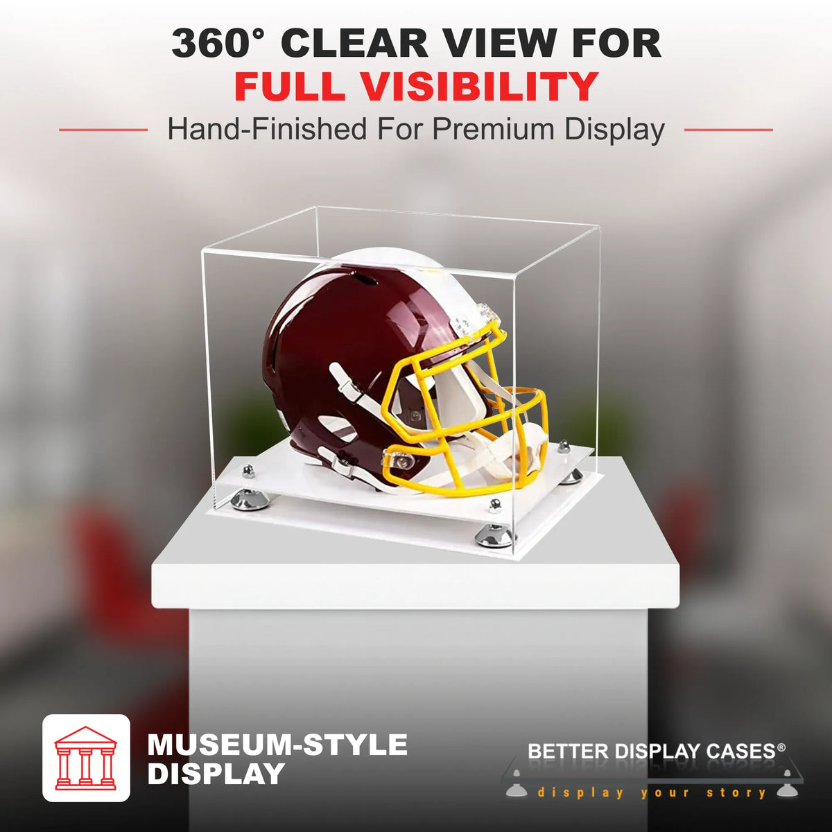 clear case for football helmet Full Size Football Helmet Display Case