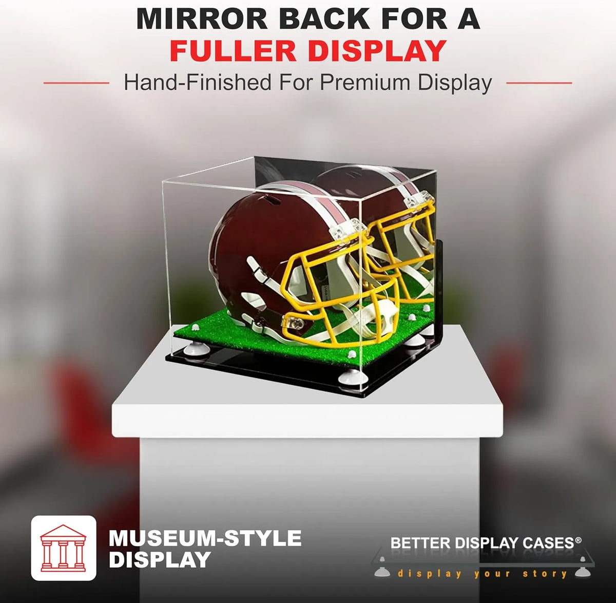 black mirror footbal helmet Deluxe Acrylic Football Display Case with Silver Risers, Mirror, Turf Base and Wall Mount (a002-sr) collectible bag built for youth and Laptop Backpack with USB Color:TB Custom Holo Finlander