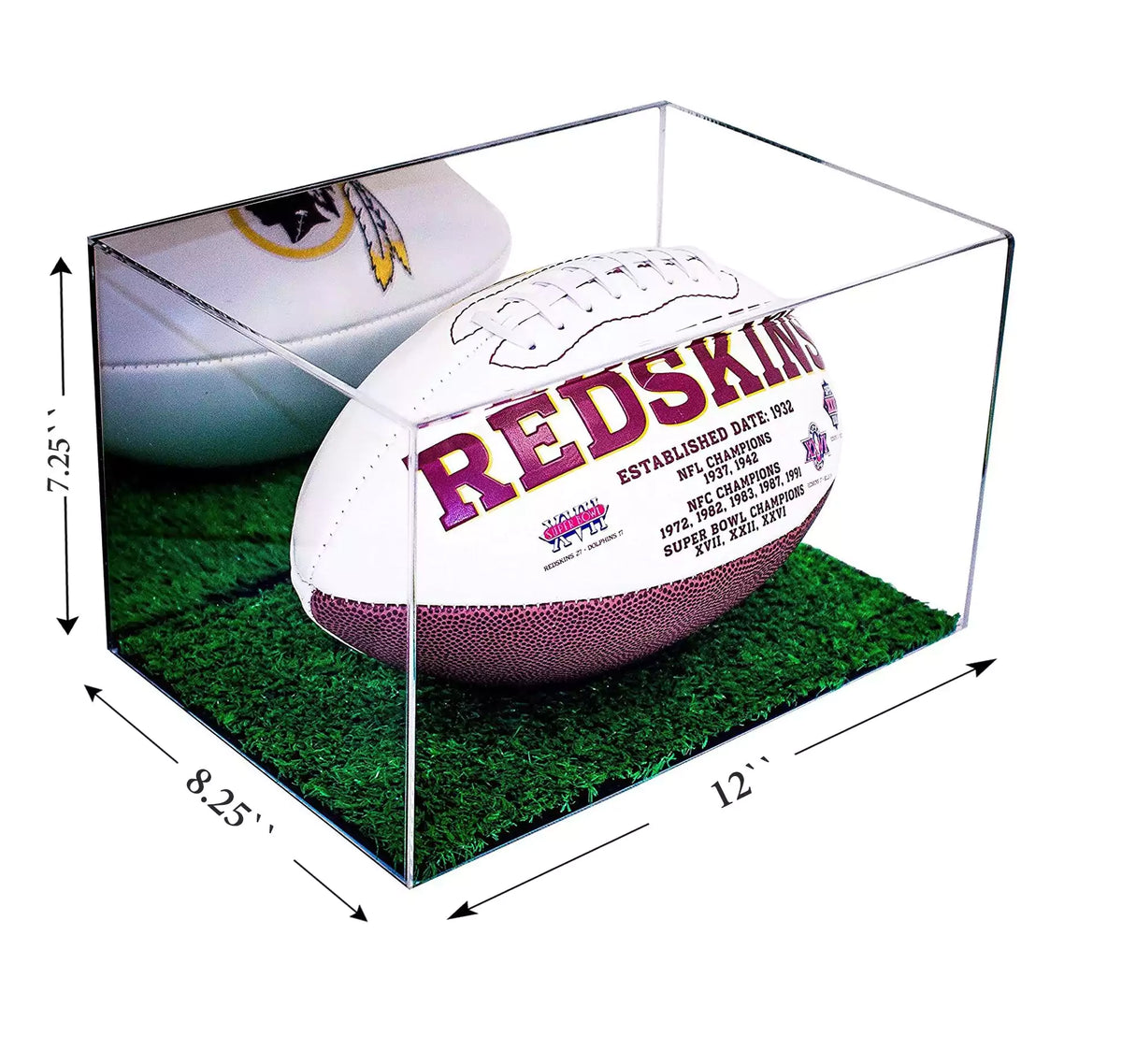 Vitrine Acrylique Pour Ballon De Football Rugby - Boîte De Rangement Souvenirs Avec Herbe - 31,8 X 18 X 19 Cm