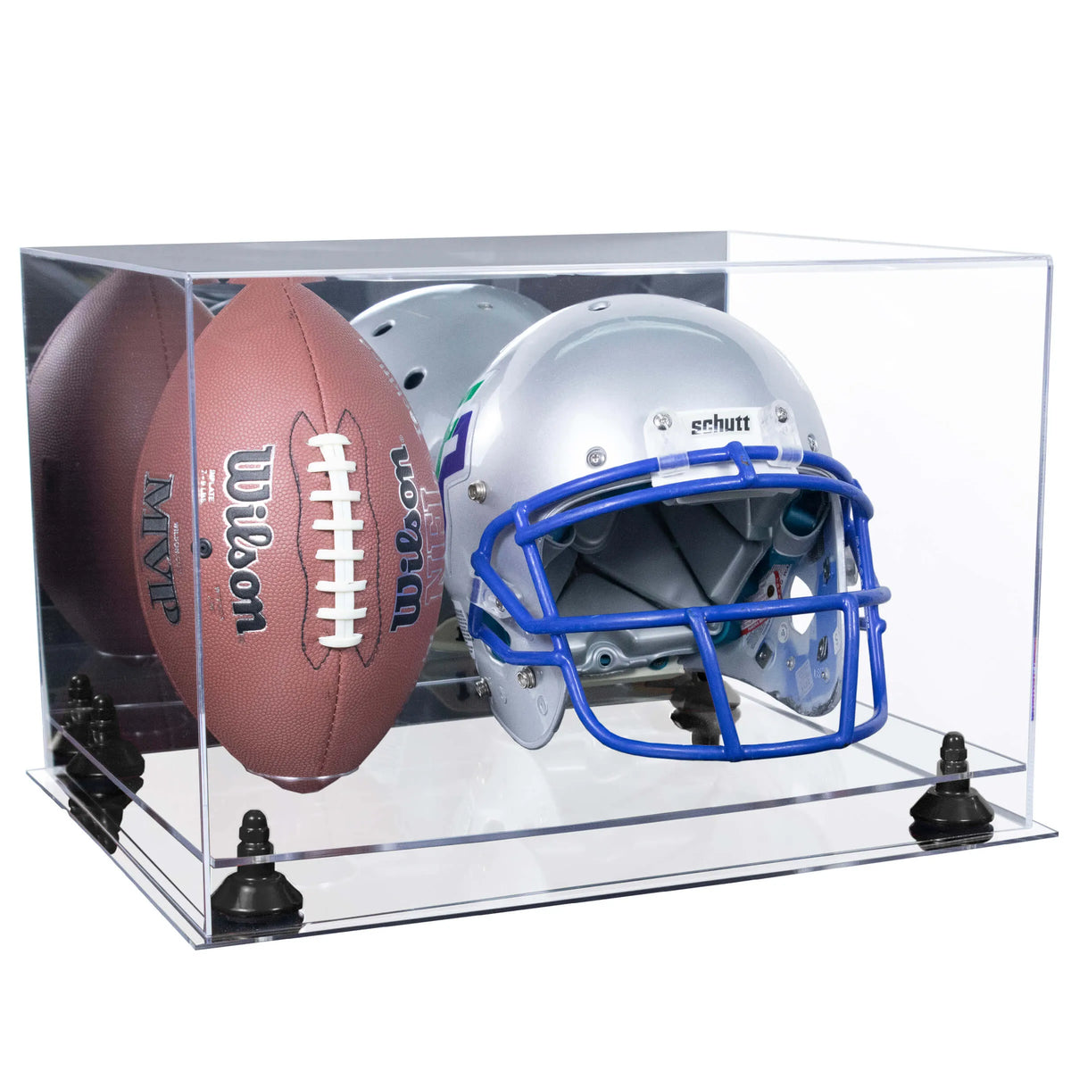 Full-Size Football and Helmet Display Case with Mirror