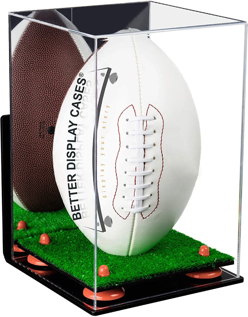 Display Case Mounts Full-Size Football Display Case Vertical - Mirror Wall Mounts