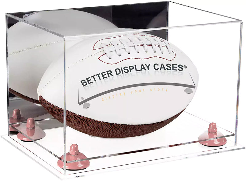 Full-Size Football Display Case Horizontal - Mirror No Wall Mounts (A004/B41)