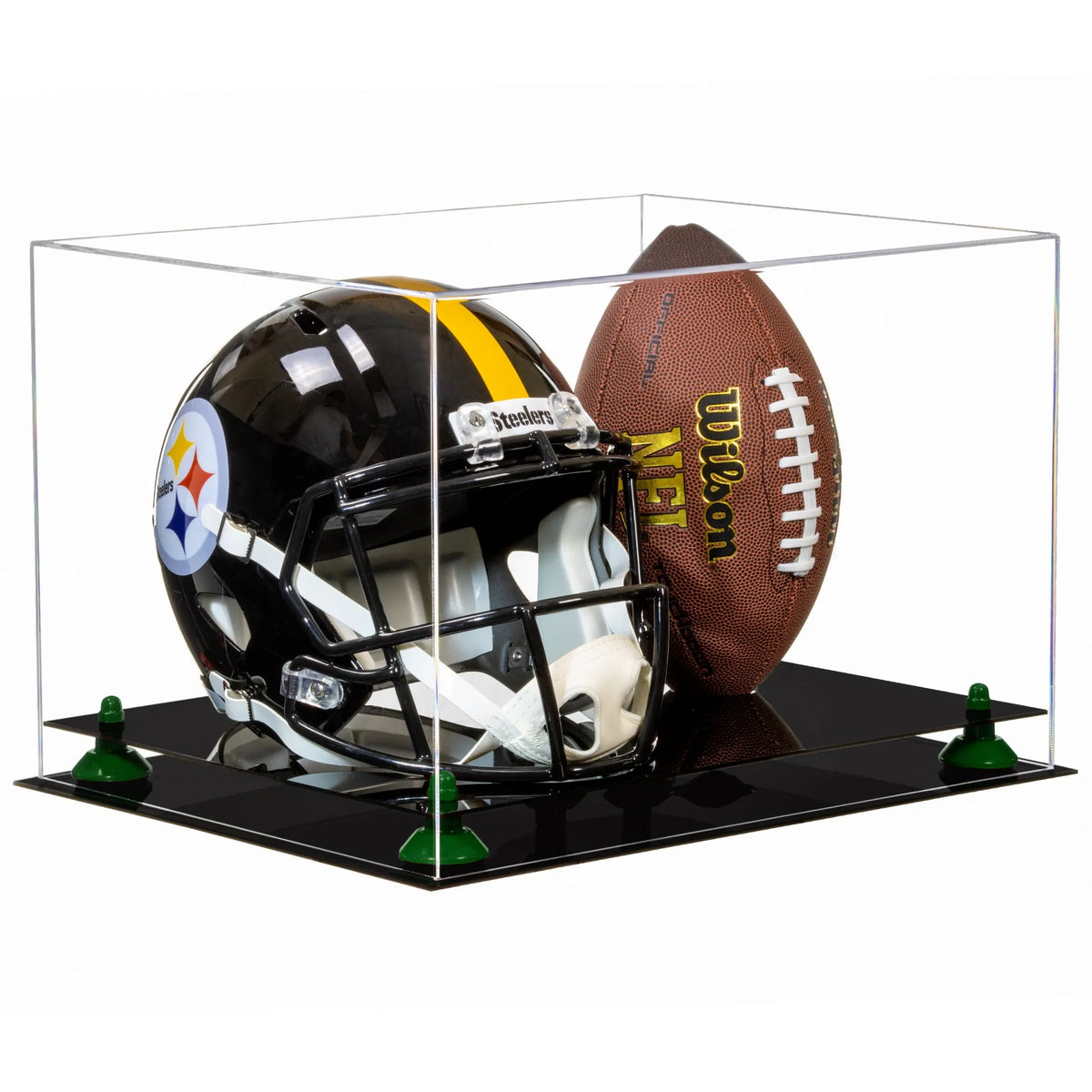 basketball with a football helmet Full size football and helmet display case