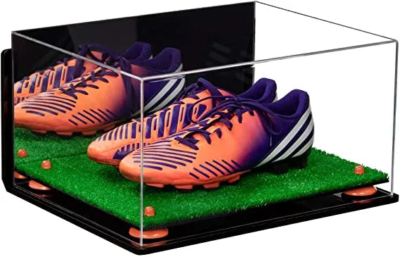 large display case for basketball shoes, socces, football for sale at better display cases