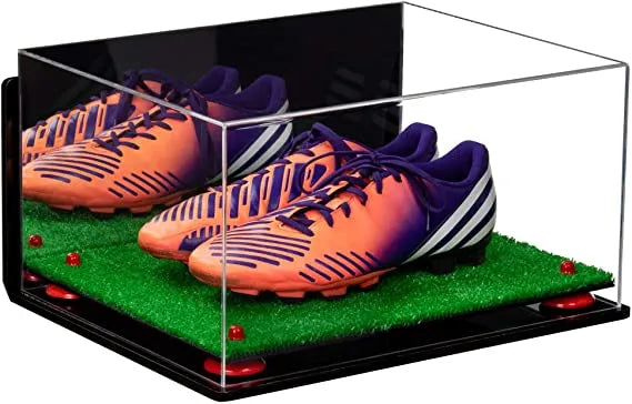 large display case for basketball shoes, socces, football for sale at better display cases
