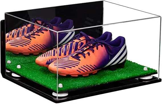 large display case for basketball shoes, socces, football for sale at better display cases