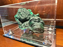Premium acrylic display case for showcasing natural malachite mineral specimen
