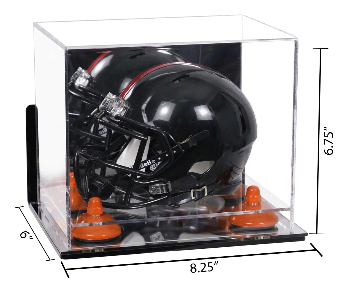 Deluxe Acrylic Mini Football Helmet Display Case (not Full Size) with Mirror, Wall Mount, Silver Risers and Clear Base (a003-sr)