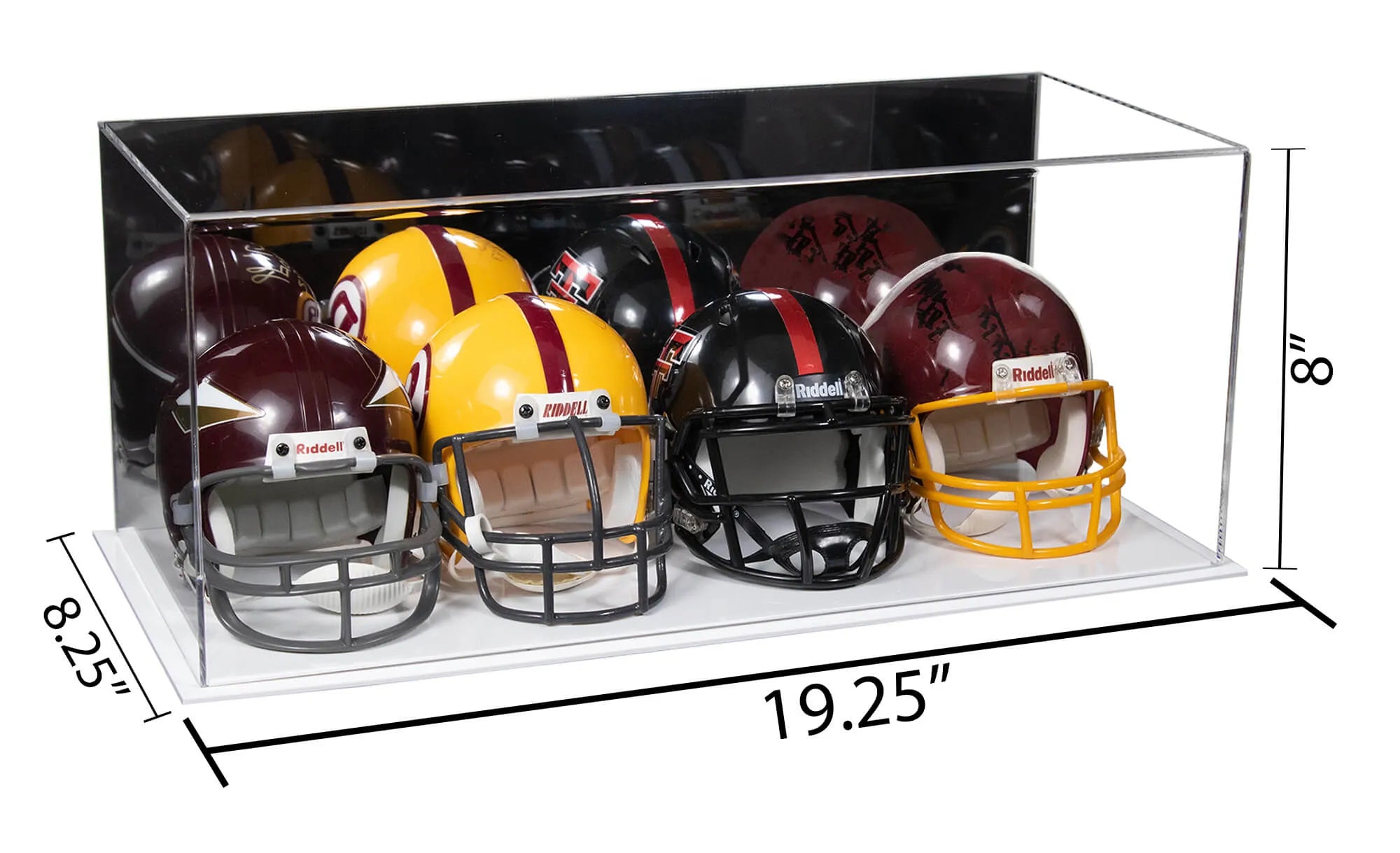 big ten mini football helmet set Acrylic Four Miniature Display Case Mirror Case / Black Base 264 Our Mini Helmets Display Backpacks Cute Color:CHEETAH