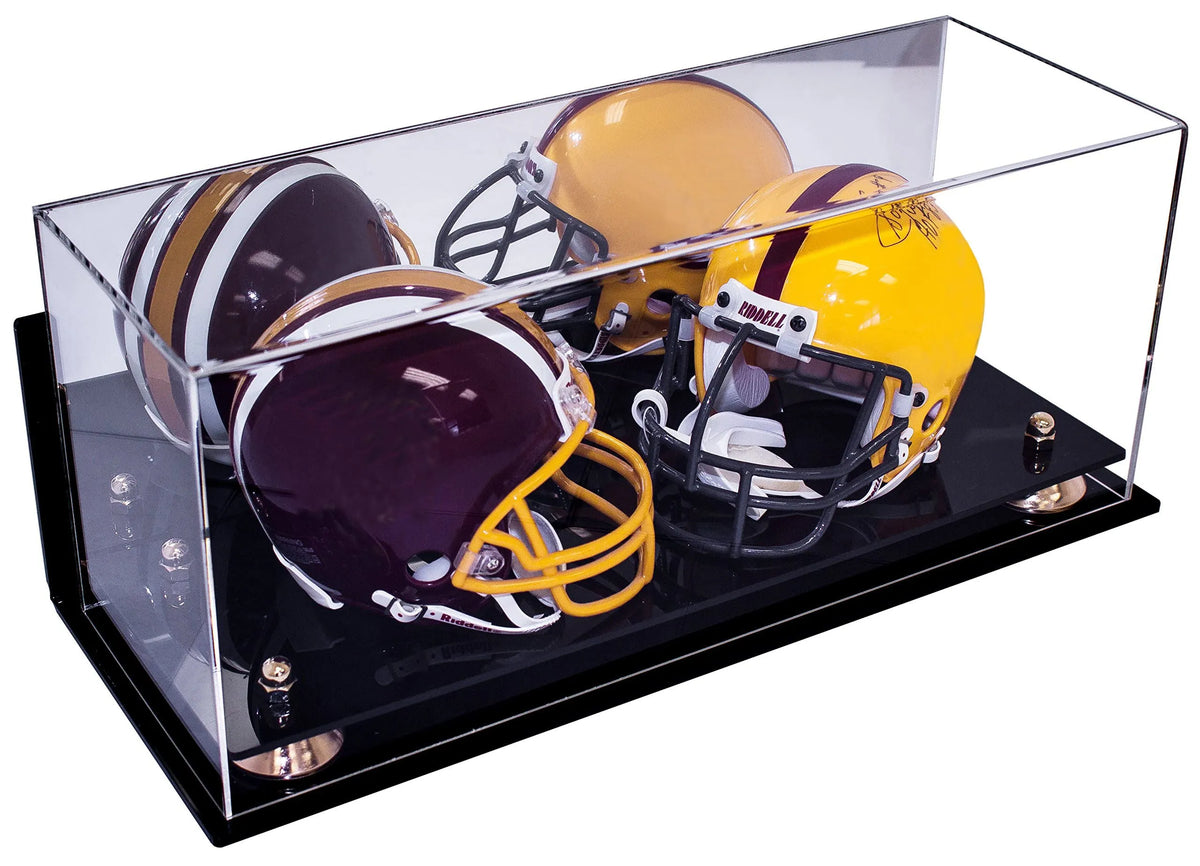 football and mini helmet case Deluxe Acrylic Display This premium case has a top and bottom crown mold JupDec Football & Mini Helmet