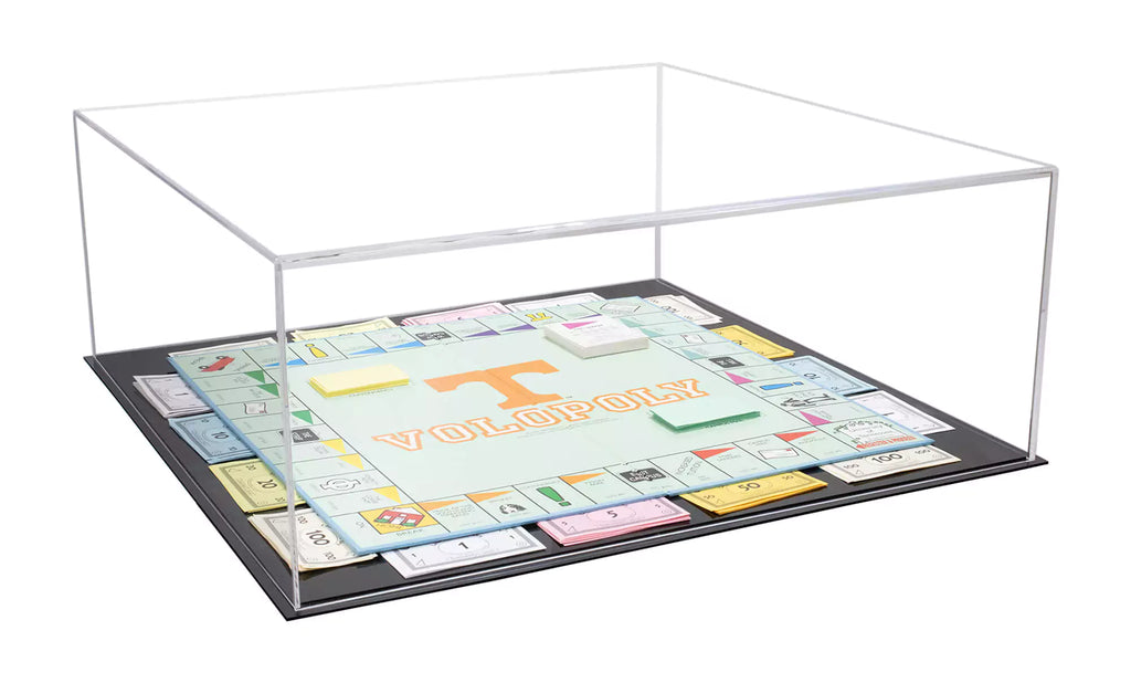 Better Display Cases Clear Acrylic Board Game, Cards, Puzzle, Tabletop Game Cover Display Case with White Base 223.675 L x 23.675 D x 9 H (a128) Better Display Cases Clear Acrylic Board Game, Cards, Puzzle, Tabletop Game Cover Display Case with White Base 223.675 L x 23.675 D x 9 H (a128)