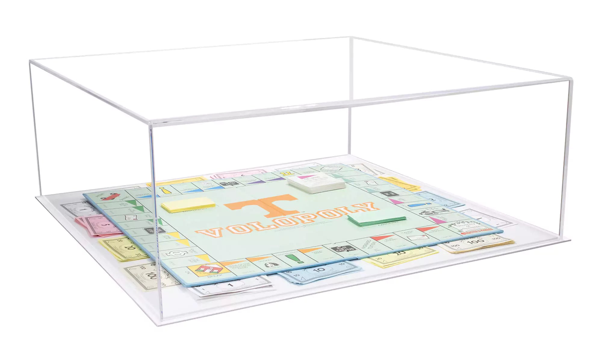 12 card display case Better Display Cases Clear Acrylic Board Game, Cards, Puzzle, Tabletop Game Cover Display Case with White Base 223.675 L x 23.675 D x 9 H (a128)