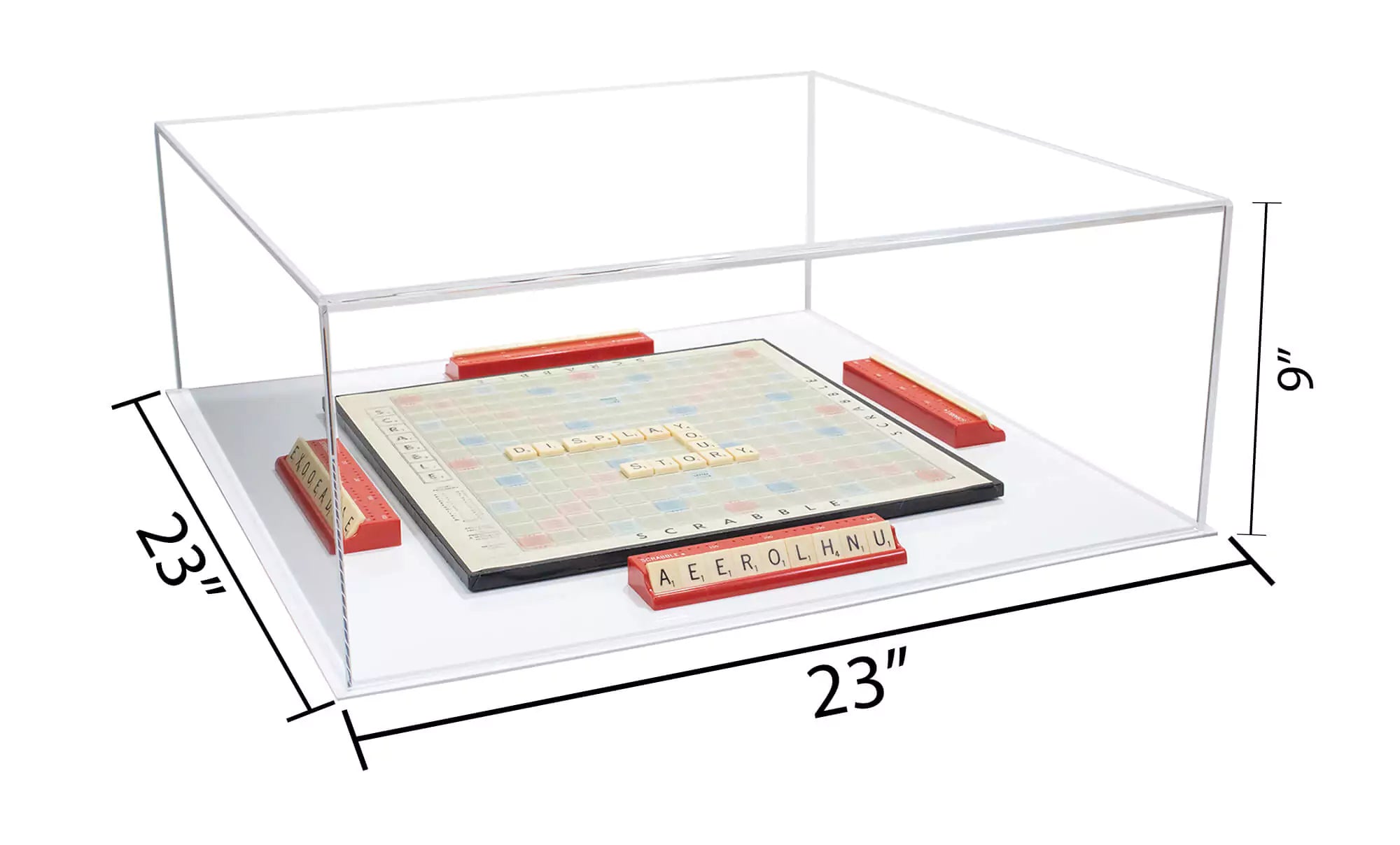 card display cases for sale Better Display Cases Clear Acrylic Board Game, Cards, Puzzle, Tabletop Game Cover Display Case with White Base 223.675 L x 23.675 D x 9 H (a128)