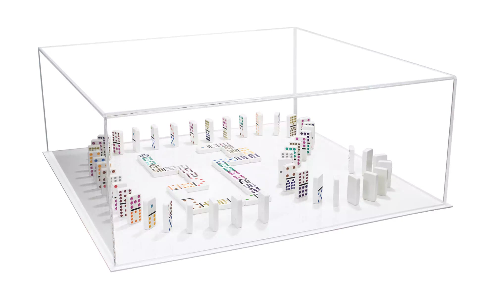 Better Display Cases Clear Acrylic Board Game, Cards, Puzzle, Tabletop Game Cover Display Case with White Base 223.675 L x 23.675 D x 9 H (a128)
