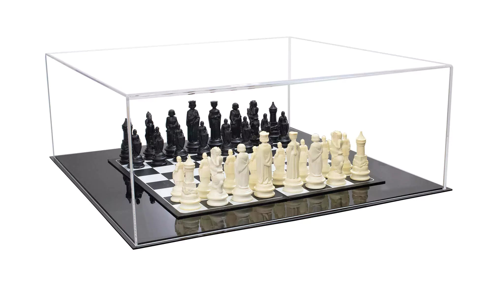 Better Display Cases Clear Acrylic Board Game, Cards, Puzzle, Tabletop Game Cover Display Case with White Base 223.675 L x 23.675 D x 9 H (a128)