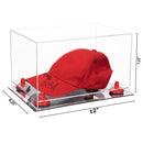 Clear Case Mirror Base with Red Risers Dimension