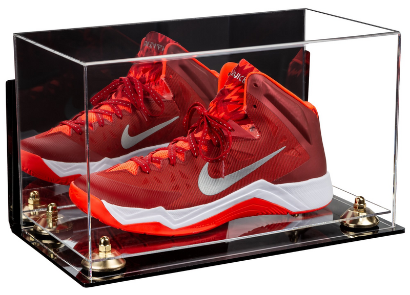 Acrylic Large Single Shoe Display Case for Basketball Shoe, Soccer, Football Cleat - 15x8x9 Mirror Wall Mounts (V11/A013)