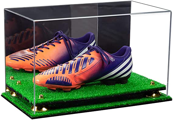 Acrylic Large Single Shoe Display Case for Basketball Shoe, Soccer, Football Cleat - 15x8x9 Mirror No Wall Mounts (V11/A013)