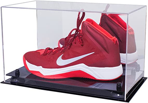 Acrylic Large Single Shoe Display Case for Basketball Shoe, Soccer, Football Cleat - 15x8x9 Mirror No Wall Mount (V11/A013)