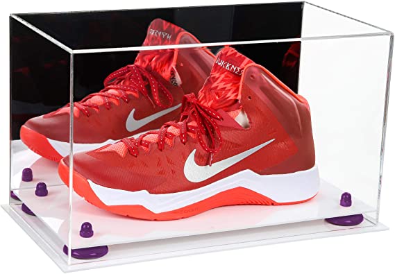 Acrylic Large Single Shoe Display Case for Basketball Shoe, Soccer, Football Cleat - 15x8x9 Mirror No Wall Mounts (V11/A013)