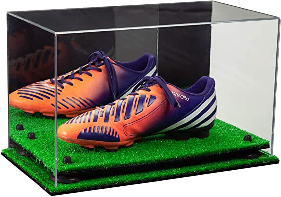 Acrylic Large Single Shoe Display Case for Basketball Shoe, Soccer, Football Cleat - 15x8x9 Mirror No Wall Mounts (V11/A013)