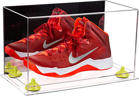 Acrylic Large Single Shoe Display Case for Basketball Shoe, Soccer, Football Cleat - 15x8x9 Mirror No Wall Mounts (V11/A013)