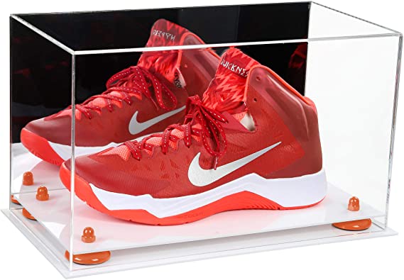 Acrylic Large Single Shoe Display Case for Basketball Shoe, Soccer, Football Cleat - 15x8x9 Mirror No Wall Mounts (V11/A013)