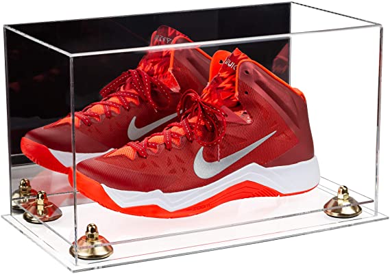 Acrylic Large Single Shoe Display Case for Basketball Shoe, Soccer, Football Cleat - 15x8x9 Mirror No Wall Mounts (V11/A013)