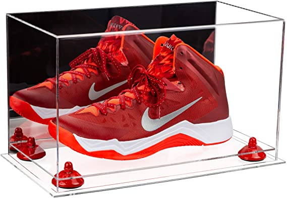 Acrylic Large Single Shoe Display Case for Basketball Shoe, Soccer, Football Cleat - 15x8x9 Mirror No Wall Mounts (V11/A013)