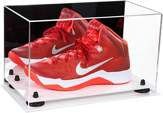 Acrylic Large Single Shoe Display Case for Basketball Shoe, Soccer, Football Cleat - 15x8x9 Mirror No Wall Mount (V11/A013)
