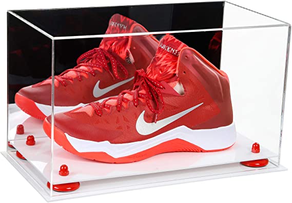 Acrylic Large Single Shoe Display Case for Basketball Shoe, Soccer, Football Cleat - 15x8x9 Mirror No Wall Mounts (V11/A013)