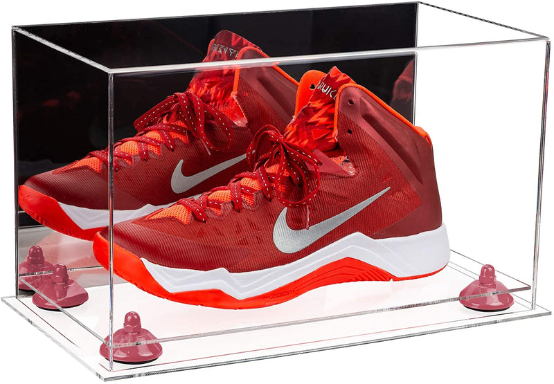 Acrylic Large Single Shoe Display Case for Basketball Shoe, Soccer, Football Cleat - 15x8x9 Mirror No Wall Mounts (V11/A013)