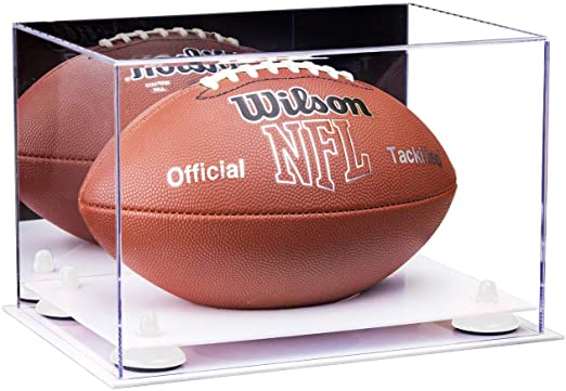 Full-Size Football Display Case Horizontal - Mirror No Wall Mounts (B41/A004)