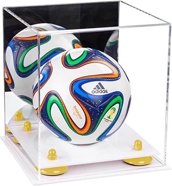 Mini/Miniature (not Full Size) Soccer Ball Display Case - Mirror No Wall Mounts (B03/A015)