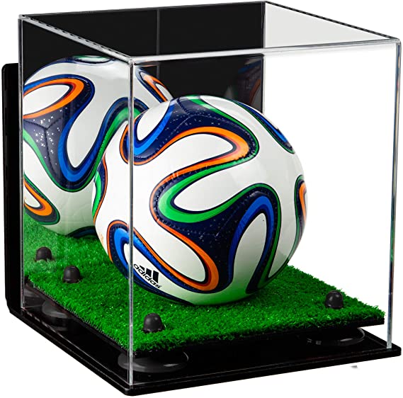 Mini/Miniature (not Full Size) Soccer Ball Display Case - Mirror Wall Mounts (B03/A015)