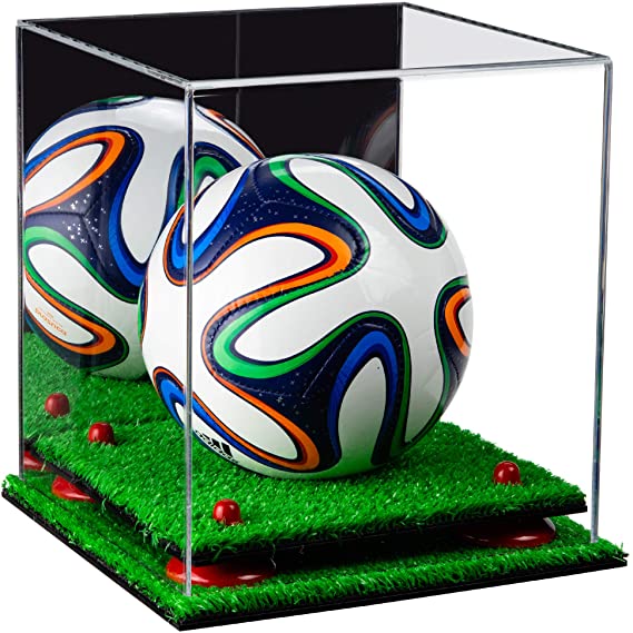 Mini/Miniature (not Full Size) Soccer Ball Display Case - Mirror No Wall Mounts (B03/A015)