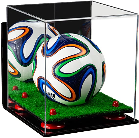 Mini/Miniature (not Full Size) Soccer Ball Display Case - Mirror Wall Mount  (B03/A015)