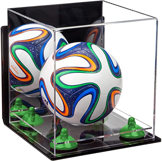 Mini/Miniature (not Full Size) Soccer Ball Display Case - Mirror Wall Mount  (B03/A015)