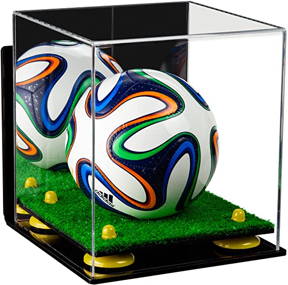 Mini/Miniature (not Full Size) Soccer Ball Display Case - Mirror Wall Mount  (B03/A015)