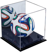 Mini/Miniature (not Full Size) Soccer Ball Display Case - Mirror No Wall Mounts (B03/A015)