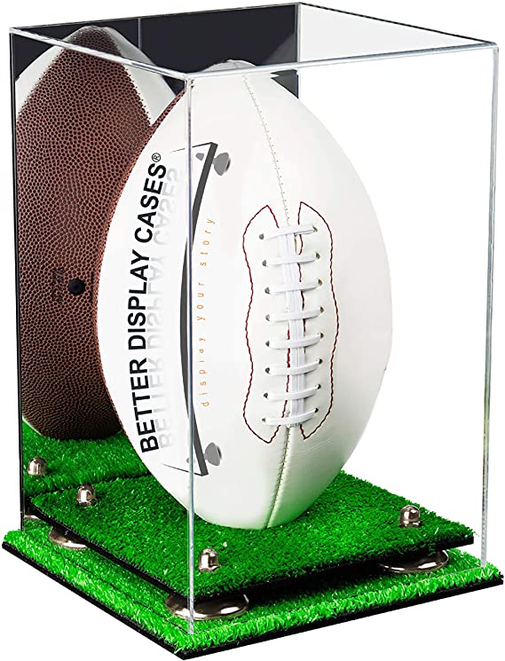 Full-Size Football Display Case Vertical - Mirror No Wall Mounts (B42/A060)