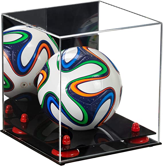 Mini/Miniature (not Full Size) Soccer Ball Display Case - Mirror No Wall Mounts (B03/A015)