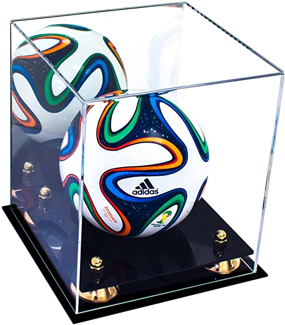 Mini/Miniature (not Full Size) Soccer Ball Display Case - Mirror No Wall Mounts (B03/A015)