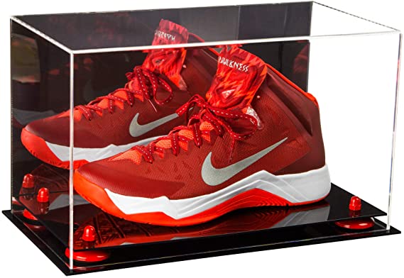 Acrylic Large Single Shoe Display Case for Basketball Shoe, Soccer, Football Cleat - 15x8x9 Mirror No Wall Mount (V11/A013)